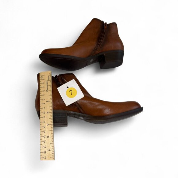 Lucky Brand Leather Basel Ankle Booties Brown Toffee New Size 7M Fall Boots - Picture 4 of 7